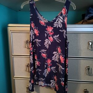 Floral Sleeveless Top - Navy and Red